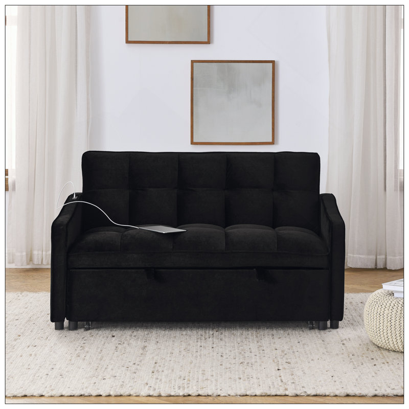 Canapé-lit avec causeuse Loveseat, Noir