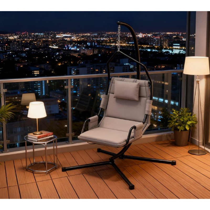 Spacieuse chaise hamac en acier avec coussin pour l'intérieur et l'extérieur