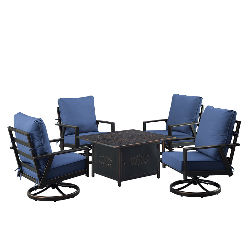 Timothe Outdoor 6 - Piece Conversation Set, Blue