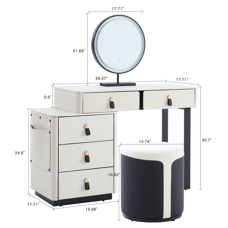 Ensemble de coiffeuse et tabouret de bar Barenia