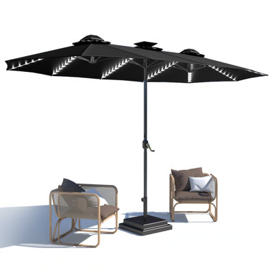 Grand parasol double 15 pi avec lumières solaires