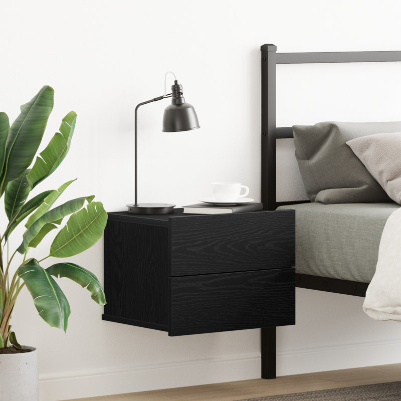 Aumiller 40cm W Manufactured Wood Bedside Table, 1, Black Oak