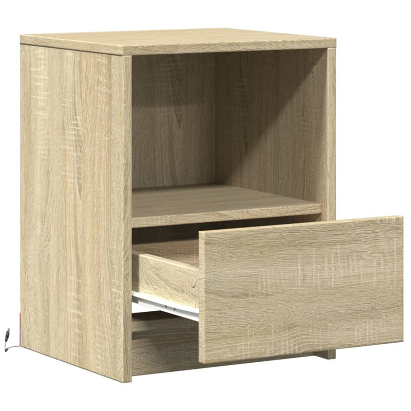 Dancho 38cm W Manufactured Wood Bedside Table, 2, Sonoma Oak
