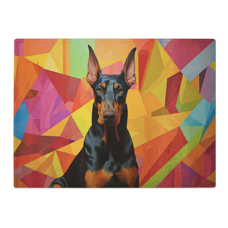 Doberman Colour Field  Glass Chopping Board