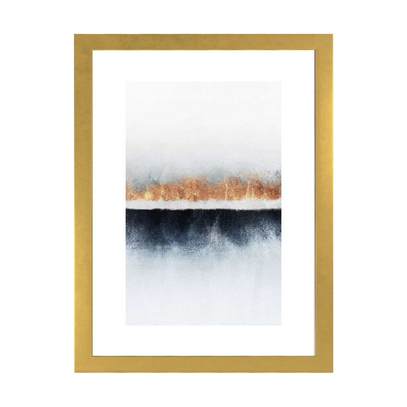 «Horizon I» par Elisabeth Fredriksson - reproduction d'art, H 32 po x l 24 po x P 1 po, Papier encadré doré, Blanc
