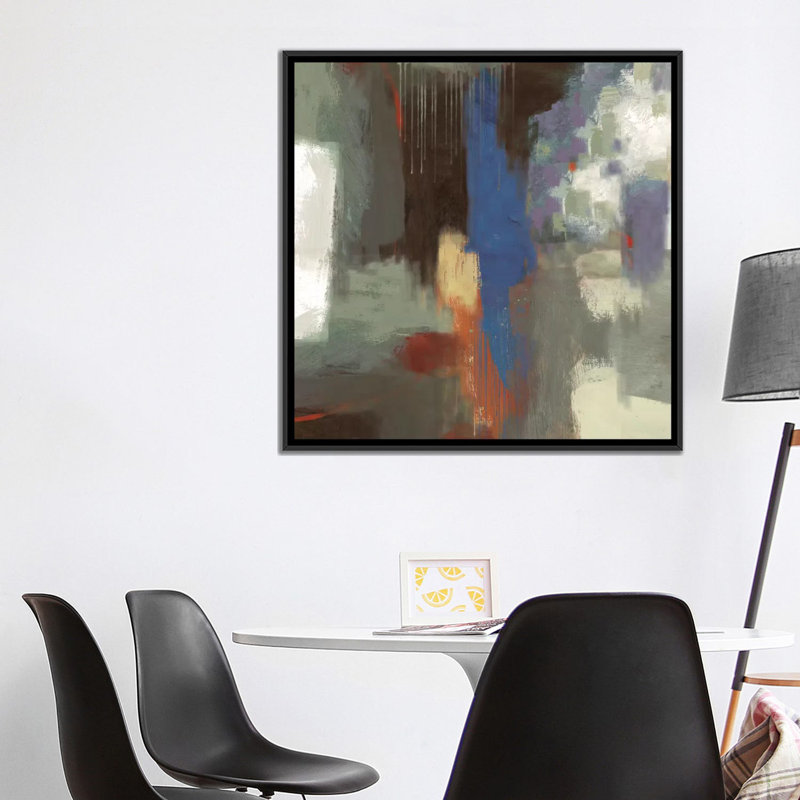 «Blue Abstract» par PI Studio - reproduction sur toile, H 18 po x l 18 po x P 1,5 po, Toile avec cadre noir, Pas de tapis
