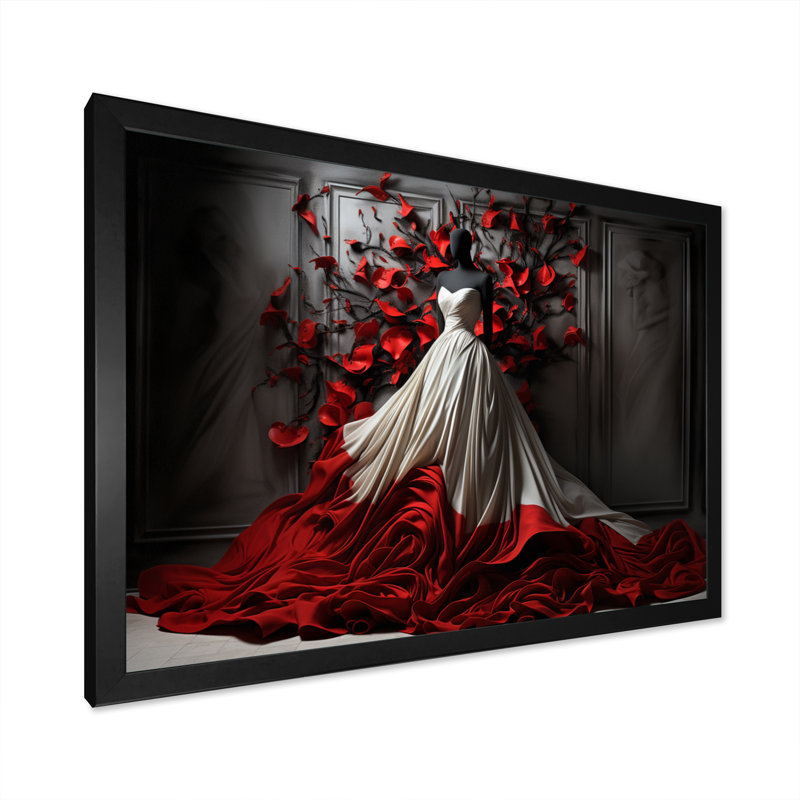 Fashion Red Elegance Unveile IV - impressions encadrées, H 12 po x l 20 po x P 1 po, Cadre simple noir