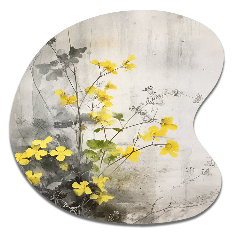 Naim - art mural asymétrique en métal à forme florale, H 27 po x l 27 po
