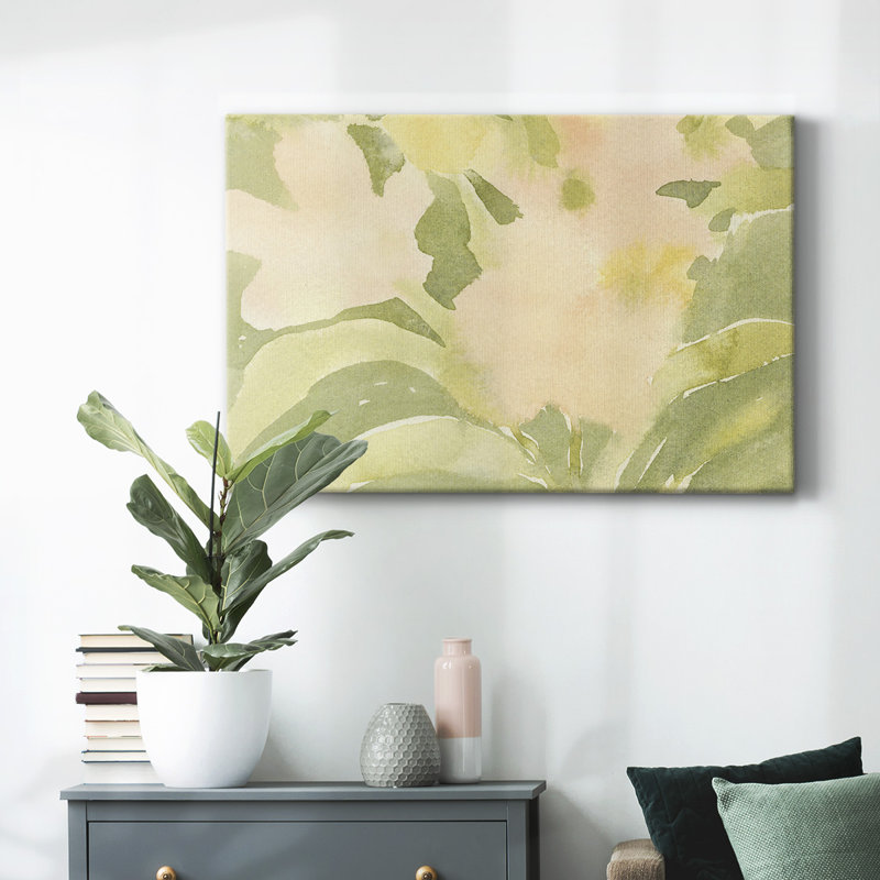 Verdant Floral Abstract II-Gallery Wrapped Canvas, 12" H x 18" W