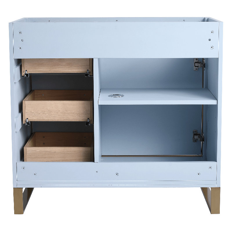 36" Single Bathroom Vanity Set, Satin Brass, Pastel Blue