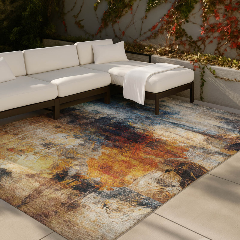 Machine Washable Indoor/Outdoor Chantille ACN2881 Abstract Rug, Blue, 8' x 10'
