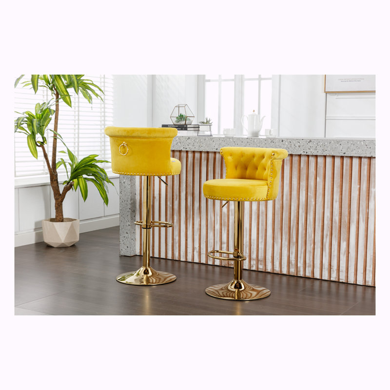 Tabouret pivotant à hauteur réglable Jenyiah, Jaune