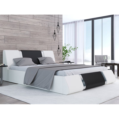 Lit plateforme tapissier avec rangement Baran