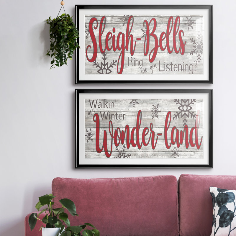 «Sleigh Bells», ensemble de 2 encadrements d'art textuel, Argent, H 10,5 po x l 37 po x P 1,5 po