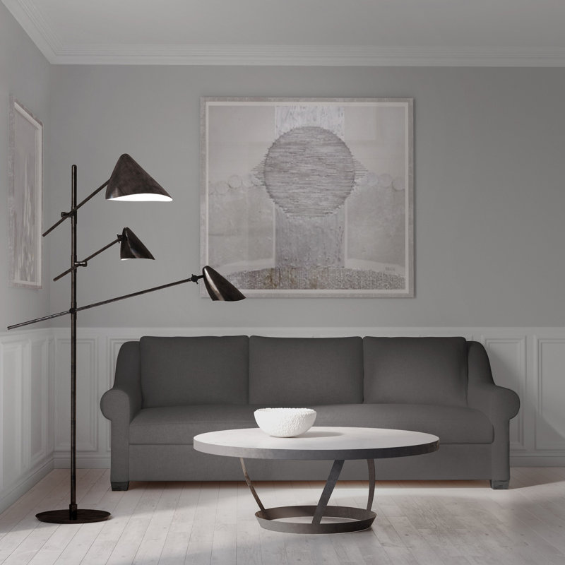 Canapé Thompson, H 32 po x l 96 po x P 41 po, Velours moelleux blanc, Ébène
