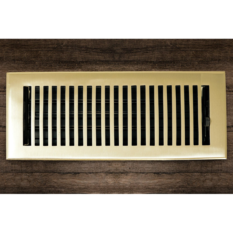 4 x 14 Polished Brass Contemporary Vent Cover with Adjustable Dampers
