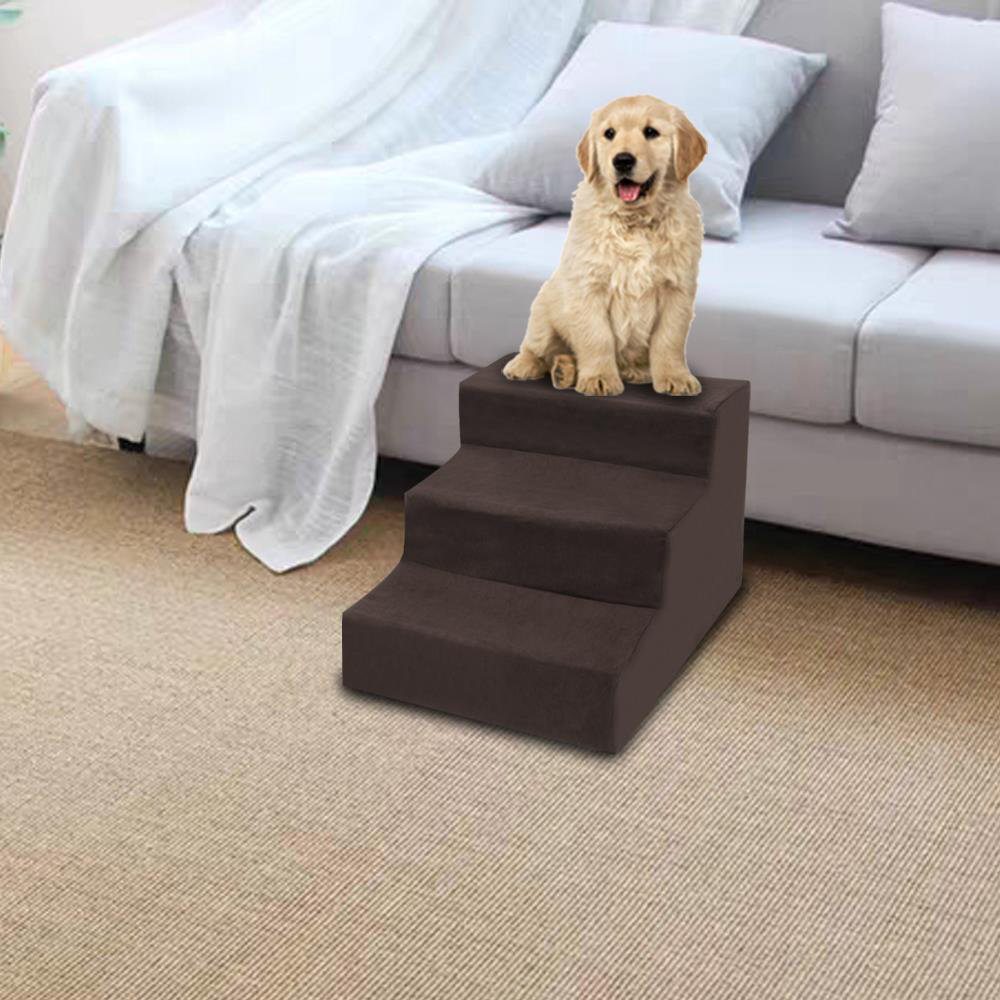 Plastic Three Step Tucker Murphy Pet™ Plastic 3 Steps Pet Stairs White Brown - Wayfair Canada