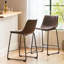 Tabouret de comptoir de style rétro brun de 24 pouces (ensemble de 2)