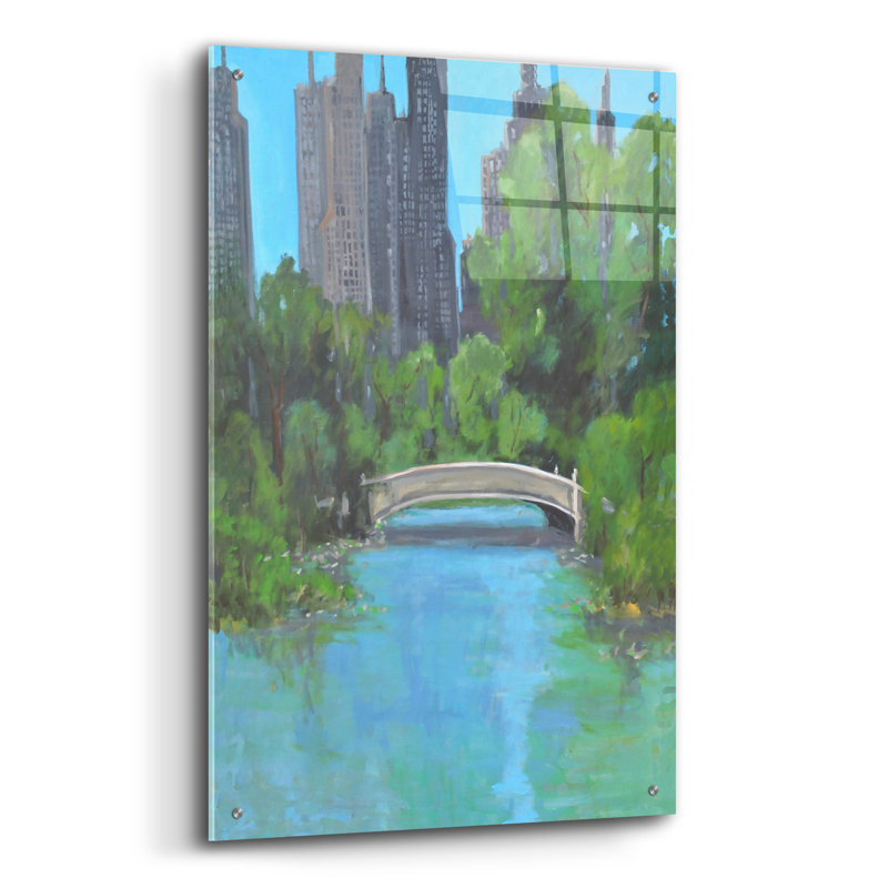 Art mural en verre épique «City Park» par Allayn Stevens, 24 po x 36 po, H 36 po x l 24 po