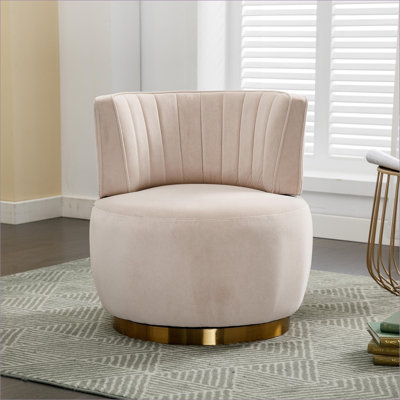 Fauteuil d'appoint pivotant à 360 degrés Cuddle Barrel, fauteuil rond rembourré en velours moelleux pour adultes, bureau de chambre à coucher de salon