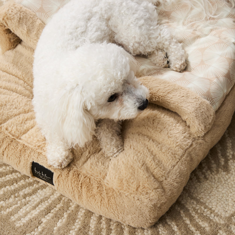 NICOLE MILLER new york animal de compagnie lit de chien tuffé cannelé géant Kendall 22 po x 17 po x 11 po, Taupe