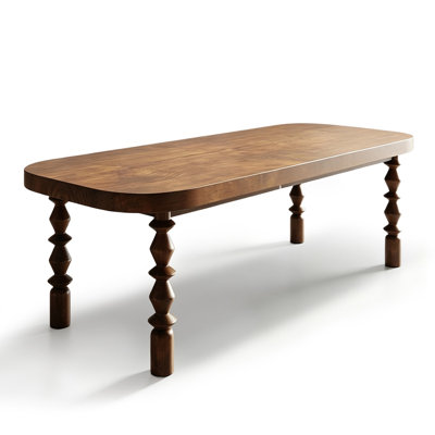 Brown Rectangular Solid Wood Dining Table