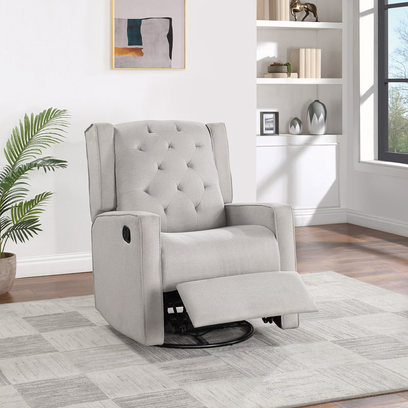 Seleana Upholstered Swivel Recliner, Light Gray