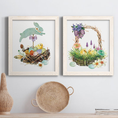 Bunny Hop - ensemble de 2 peintures sur toile encadrées