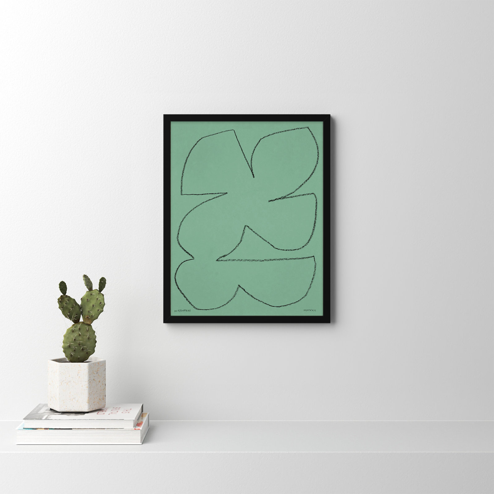Freya "Sage 1" Print, Black Framed, 20" W x 25" H