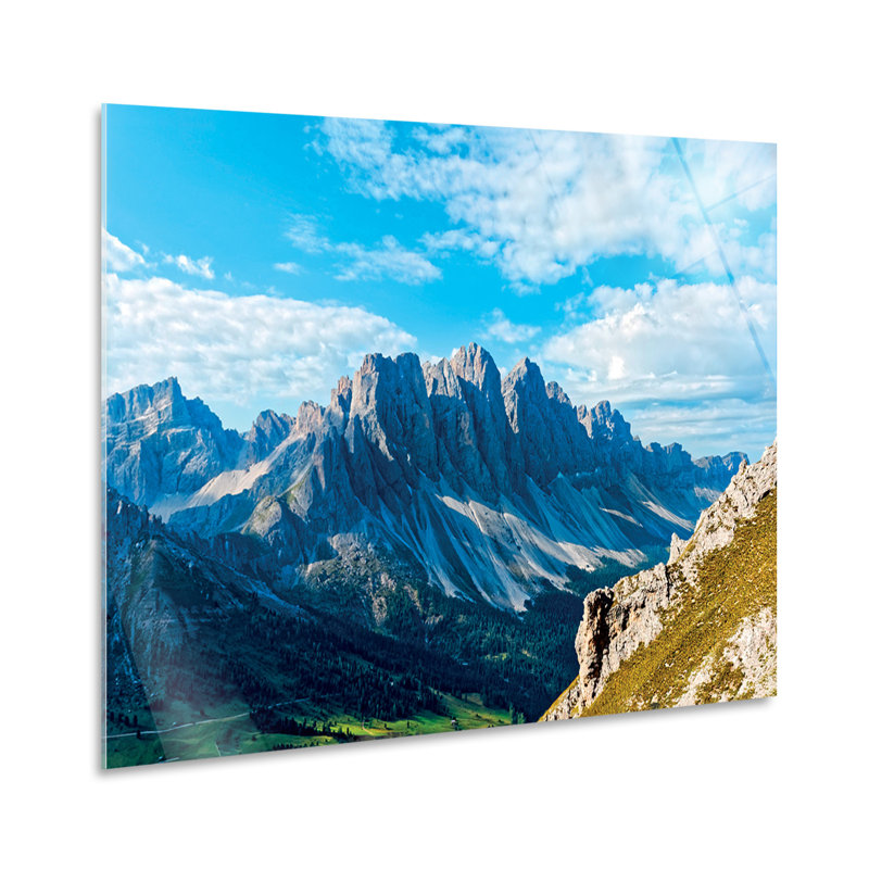 Landscape In Funes Valley by Giallobus - No Frame Print on Glass, 65cm H x 95cm W