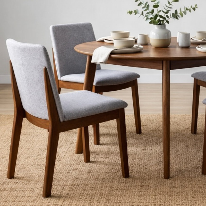 Barriento 18.9'' H Upholstered Parsons Chair, Light Gray Linen