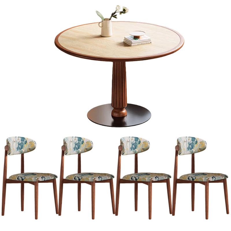 Ensemble repas pour 4 personnes Jamil, 5 pièces: table, 4 chaises, H 29,52 po x L 47,24 po x l 47,24 po