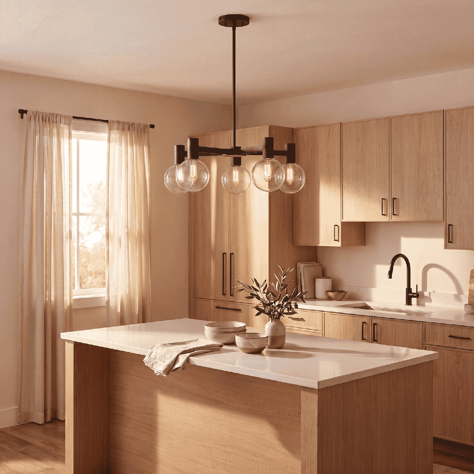 Rorem Chandelier, Matte Black, 5 Lights