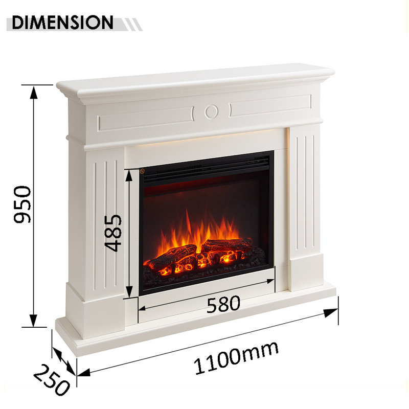 EVERLEIGH FLAMME 110cm W Electric Fireplace, White