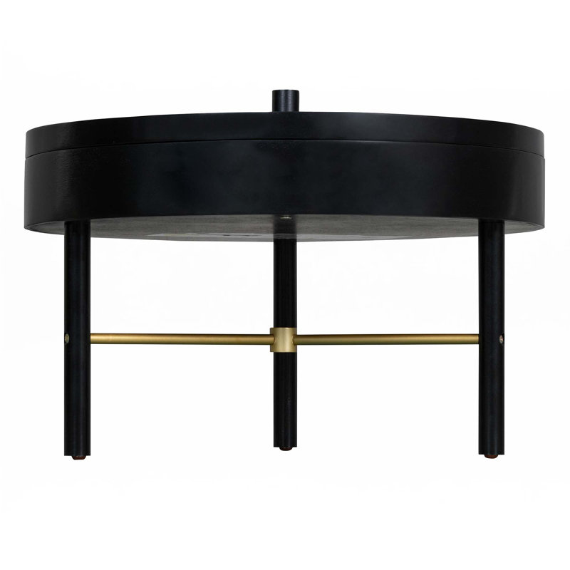 Round Wood Rotating Tray Coffee Table, Black