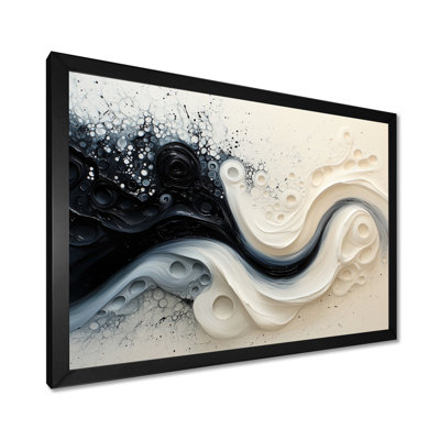 Cheadle noir et blanc, Sprial, encre rythmique, rivière II - goutte, peinture, art mural