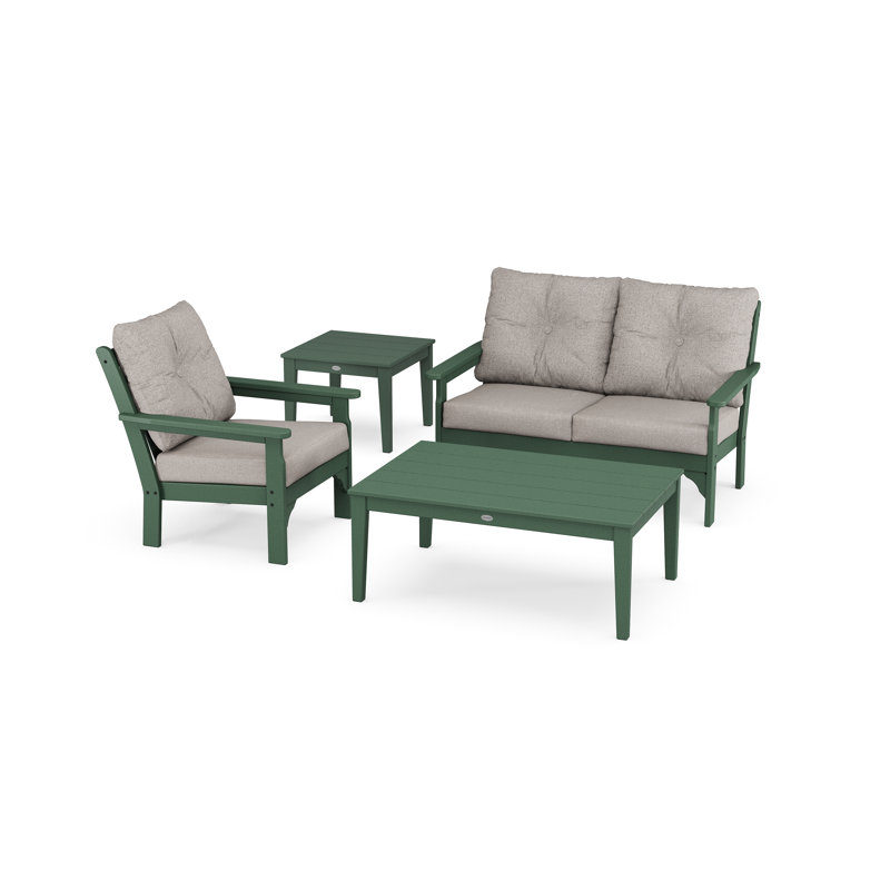 Vineyard 4-Piece Deep Seating Set, Gray Mist, Green