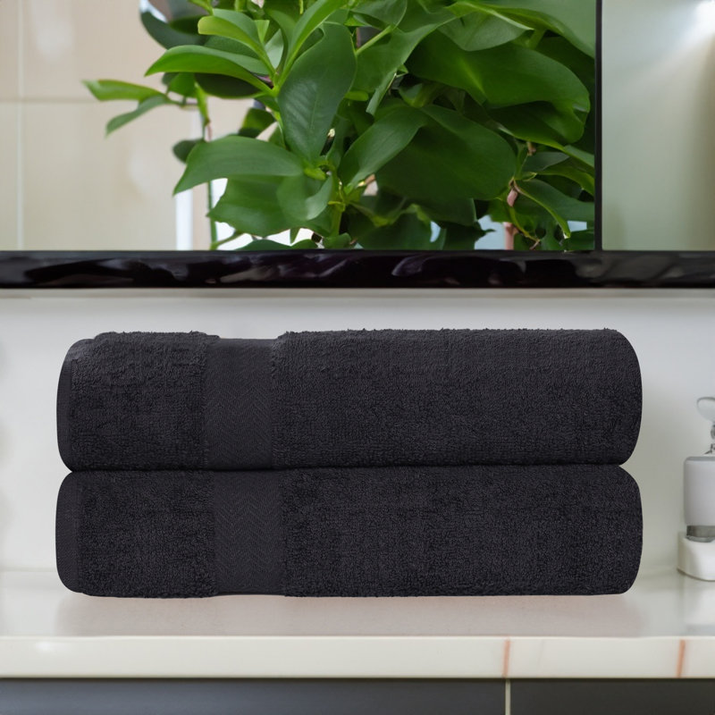 Franklin Cotton Lightweight Quick-Drying Bath Sheet, Black