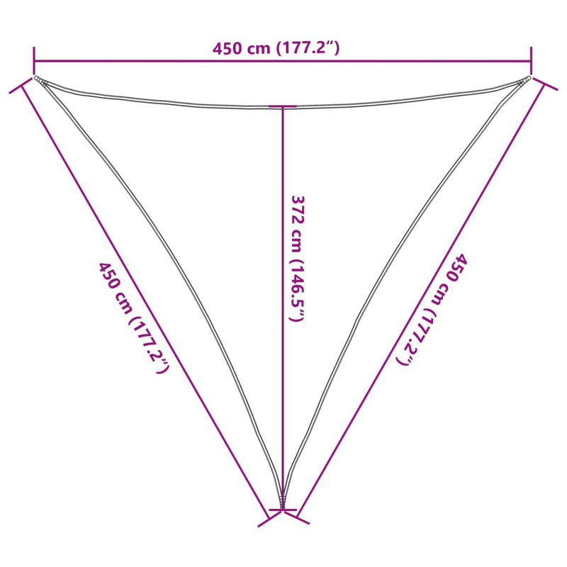 Carlasia 100% Polyester Oxford 4.5m x 4.5m x 4.5m Triangle Shade Sail, Sand