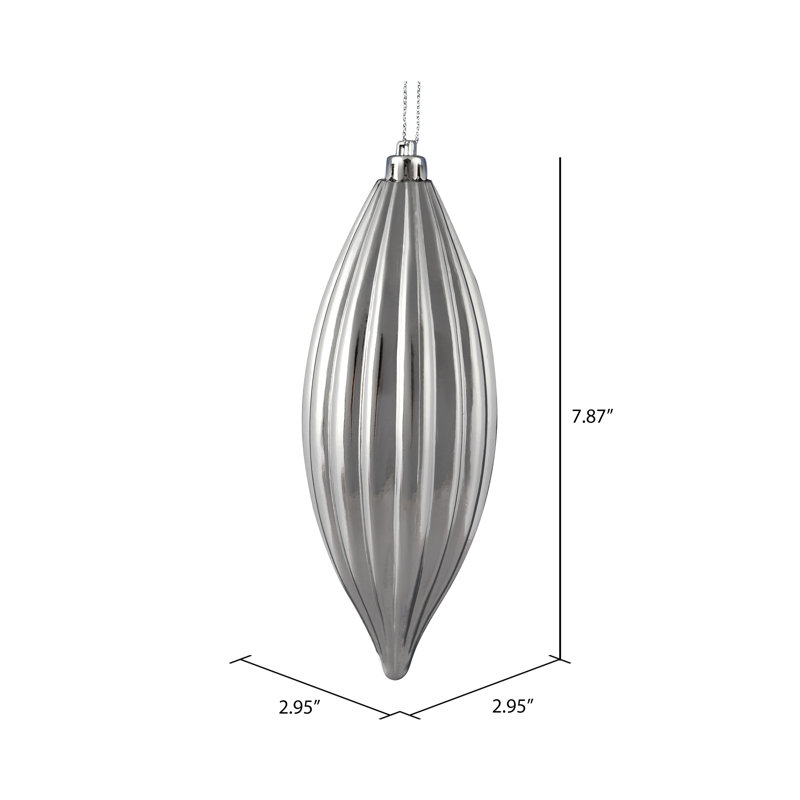 8"nLine Finial Ornament, Silver Shiny