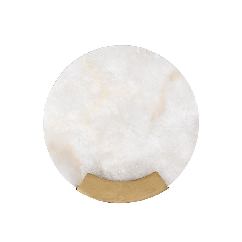 Applique murale 1 lumière H 7 po x l 7,25 po en laiton vieilli avec pierre d'albâtre naturelle