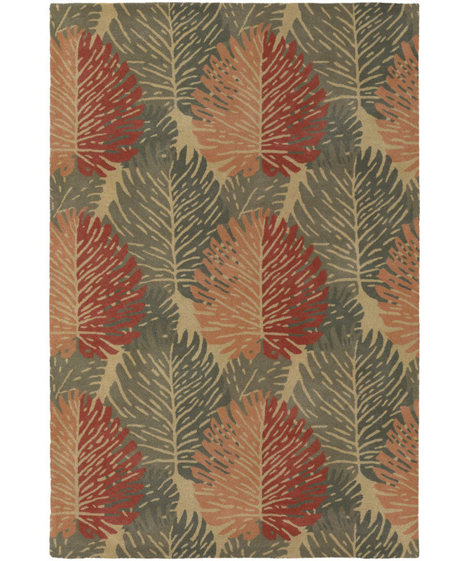 Bingham / Citori Authentic Hand-Tufted Handmade Modern Tropical Stylized Palm Fronds Wool Area Rug, Rectangle 2' x 3'