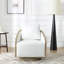 Fauteuil demi-tonneau pivotant en polyester de 30 po de largeur avec base en bois-903797198