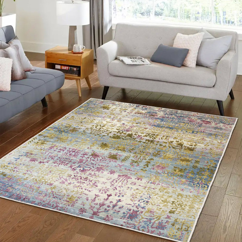 Luxurious Velvet Area Rug (4.6 x 7.2 ft), 100% Antibacterial Fabric, Non-Slip Cotton Backing, Pile Height: 0.4 in | Machine Washable, 3D Digital Print Design | Perfect for Living Room & Bedroom Decor, Soft & Durable