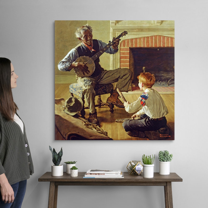 Norman Rockwell, le joueur de banjo, art mural sur toile, H 36 po x l 36 po x P 1,25 po, Toile tendue