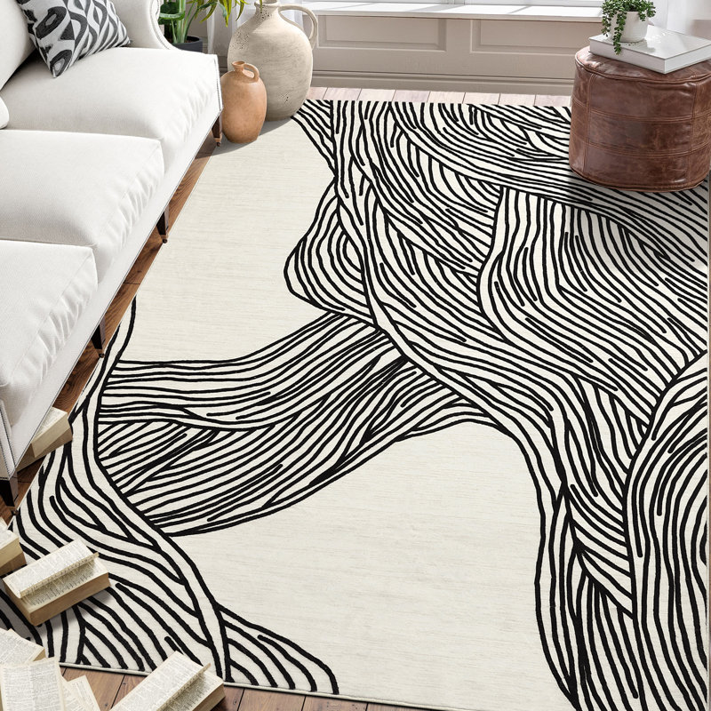Jawairia Washable Abstract Indoor Rug, Rectangle 8' x 10'