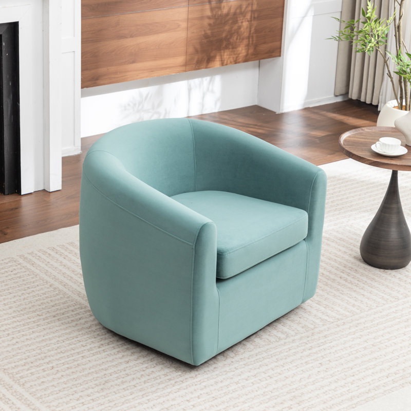 Fauteuil demi-tonneau pivotant de 33,5 po Odey, Velours vert