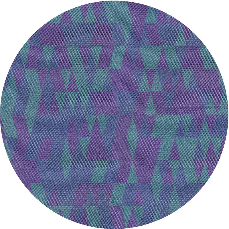 Tapis bleu/indigo à motifs, Rond 4 pi