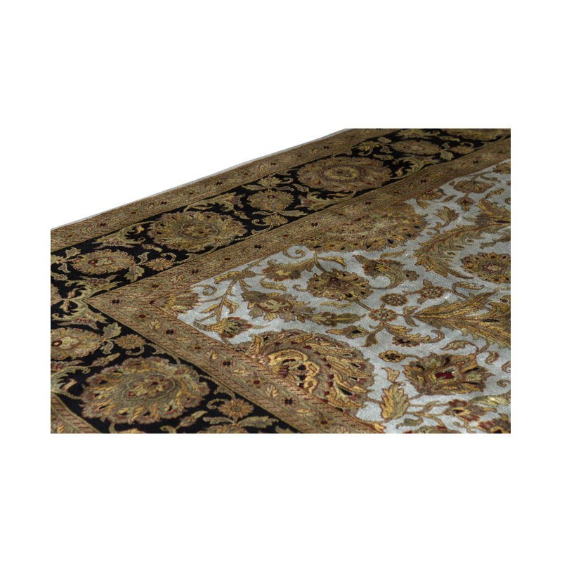 Tapis rouge et noir noué à la main de haute qualité