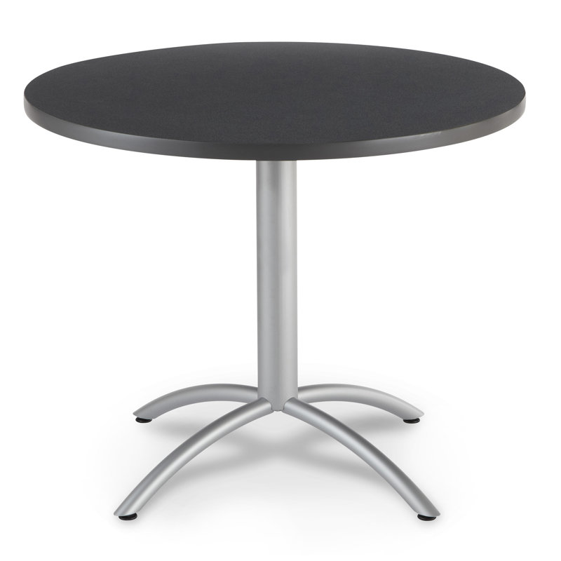 Aleksandras Round Metal Base Dining Table, Graphite Granite